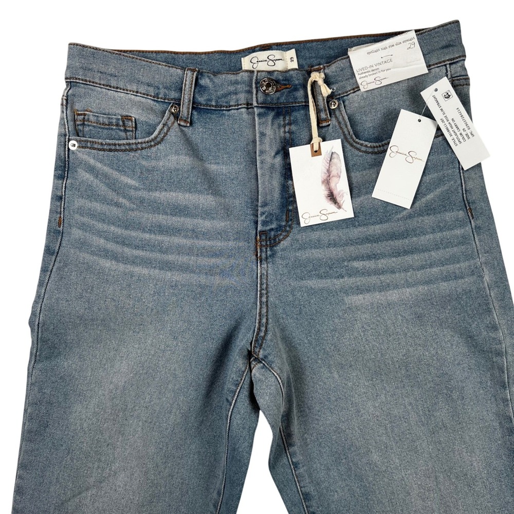 Jessica Simpson Spotlight High Rise Slim Straight Jeans Carry On Blue 29 NEW